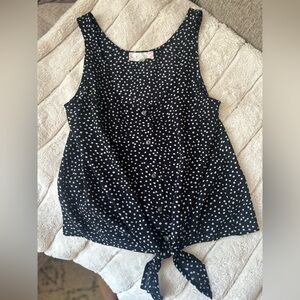 Polka Dot Sleeveless Black Top